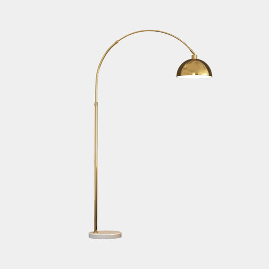 Lampadaire moderne en arc avec dôme de pêche, noir / or