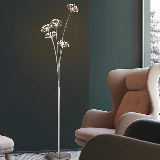 Lampe sur pied Noords Cristal Fleur Pissenlit, chrome