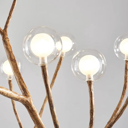 Lampe sur pied rétro en métal naturel branche d'arbre Plusieurs globes terrestres