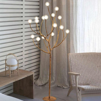 Lampe sur pied rétro en métal naturel branche d'arbre Plusieurs globes terrestres