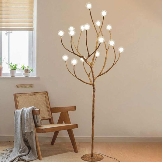 Lampe sur pied rétro en métal naturel branche d'arbre Plusieurs globes terrestres