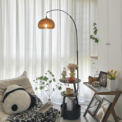 Lampe sur pied rétro ronde réglable avec table