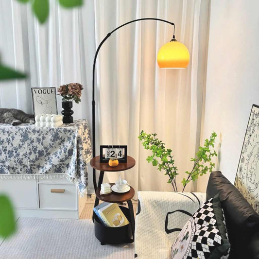 Lampe sur pied rétro ronde réglable avec table
