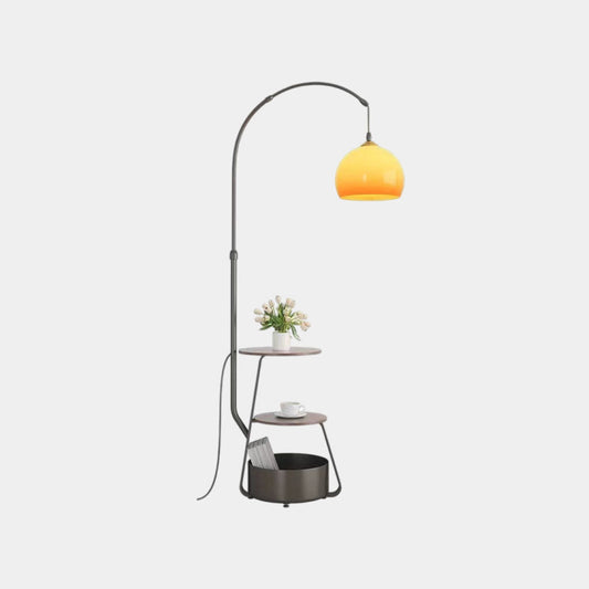 Lampe sur pied rétro ronde réglable avec table