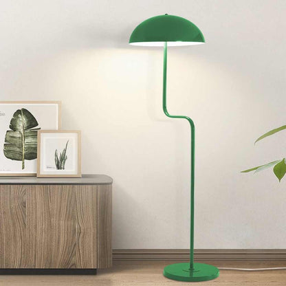 Lampadaire unique en fer léger avec un dôme champignon, vert