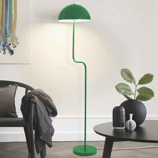Lampadaire unique en fer léger avec un dôme champignon, vert