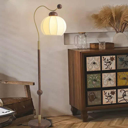 Lampe de table / lampe sur pied vintage avec abat-jour en tissu