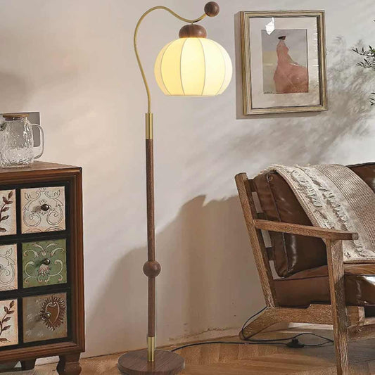 Lampe de table / lampe sur pied vintage avec abat-jour en tissu