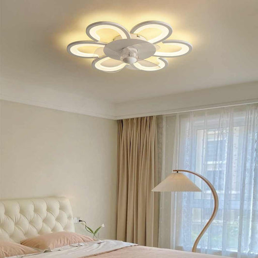 Ventilateur de plafond encastré avec lumière LED, fleur/blanc