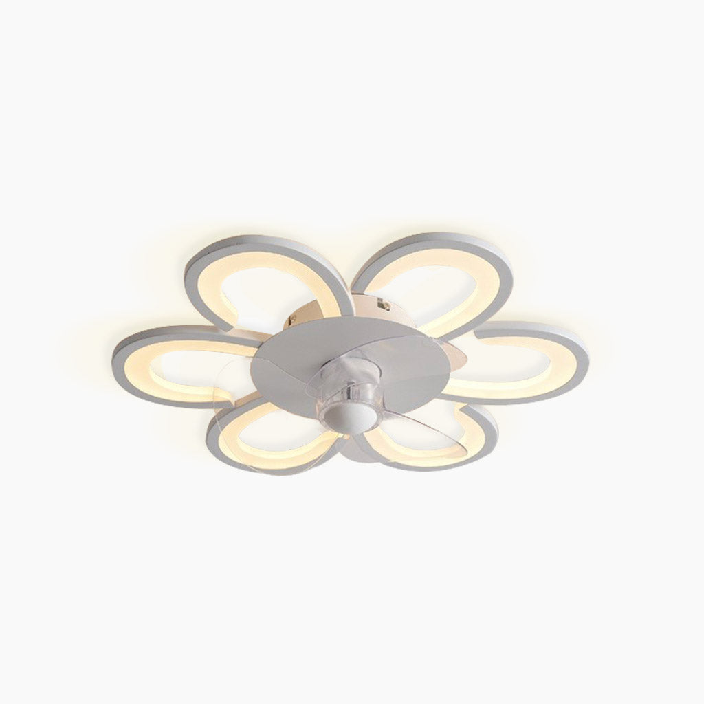 Ventilateur de plafond encastré avec lumière LED, fleur/blanc