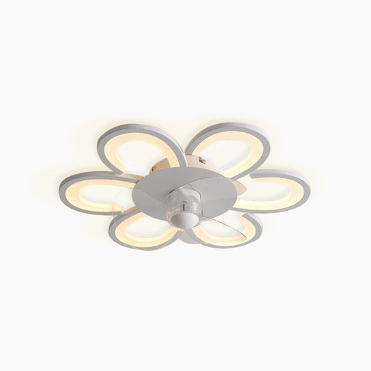 Ventilateur de plafond encastré avec lumière LED, fleur/blanc