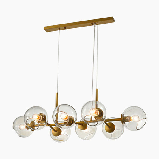 Suspension en fer doré avec cloche en verre linéaire, style scandinave