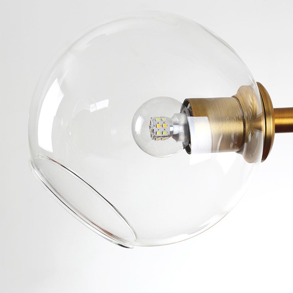 Suspension en fer doré avec cloche en verre linéaire, style scandinave
