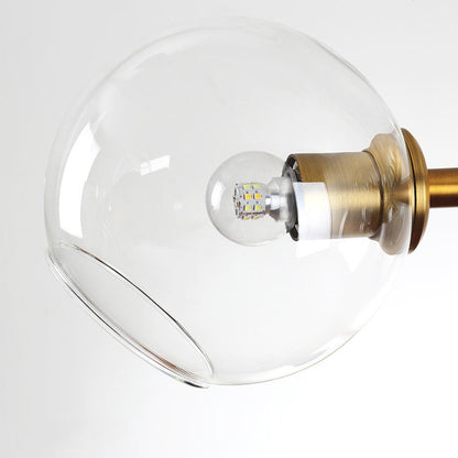Suspension en fer doré avec cloche en verre linéaire, style scandinave
