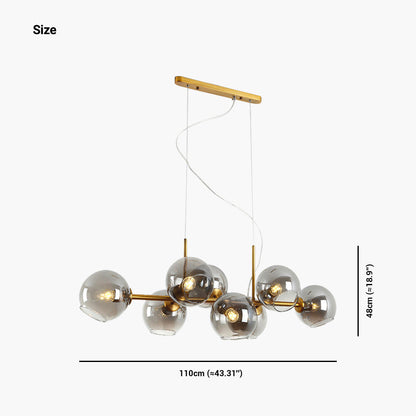 Suspension en fer doré avec cloche en verre linéaire, style scandinave