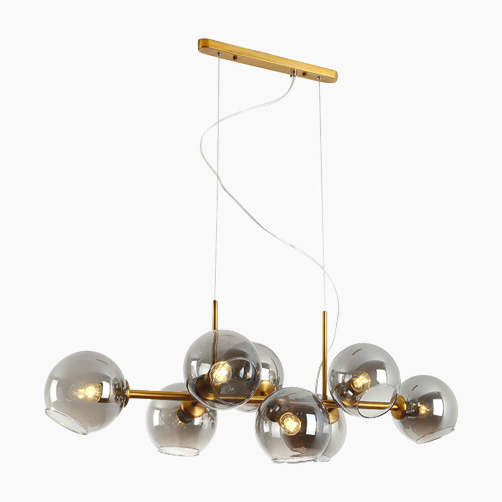 Suspension en fer doré avec cloche en verre linéaire, style scandinave
