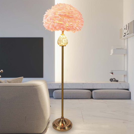 Lampadaire en verre en forme de goutte, rose/blanc