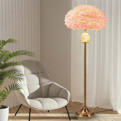 Lampadaire en verre en forme de goutte, rose/blanc