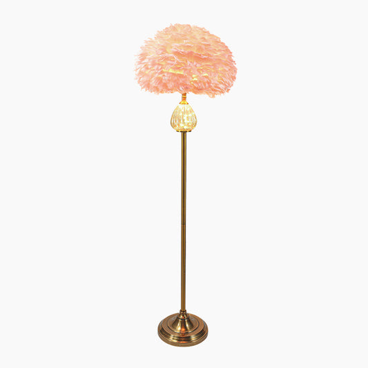 Lampadaire en verre en forme de goutte, rose/blanc