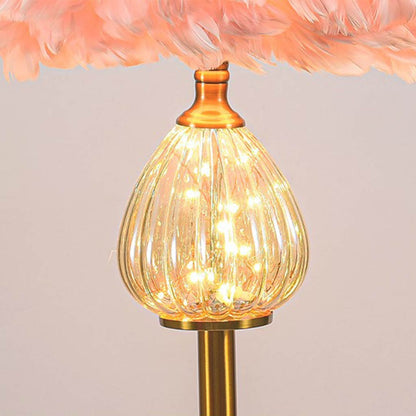 Lampadaire en verre en forme de goutte, rose/blanc