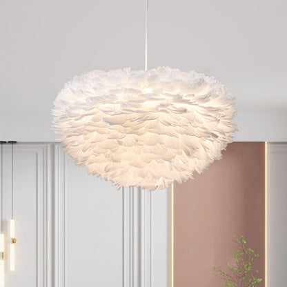 Suspension Lustre Luxe Plumes d'Oie Boule, 6 Couleurs