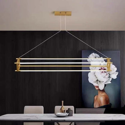 Suspension Moderne en Laiton Long Bar Linéaire LED, Or