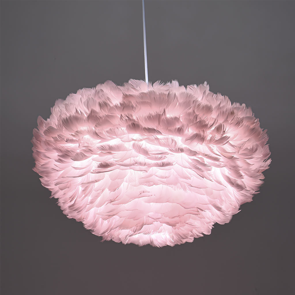 Suspension Lustre Luxe Plumes d'Oie Boule, 6 Couleurs