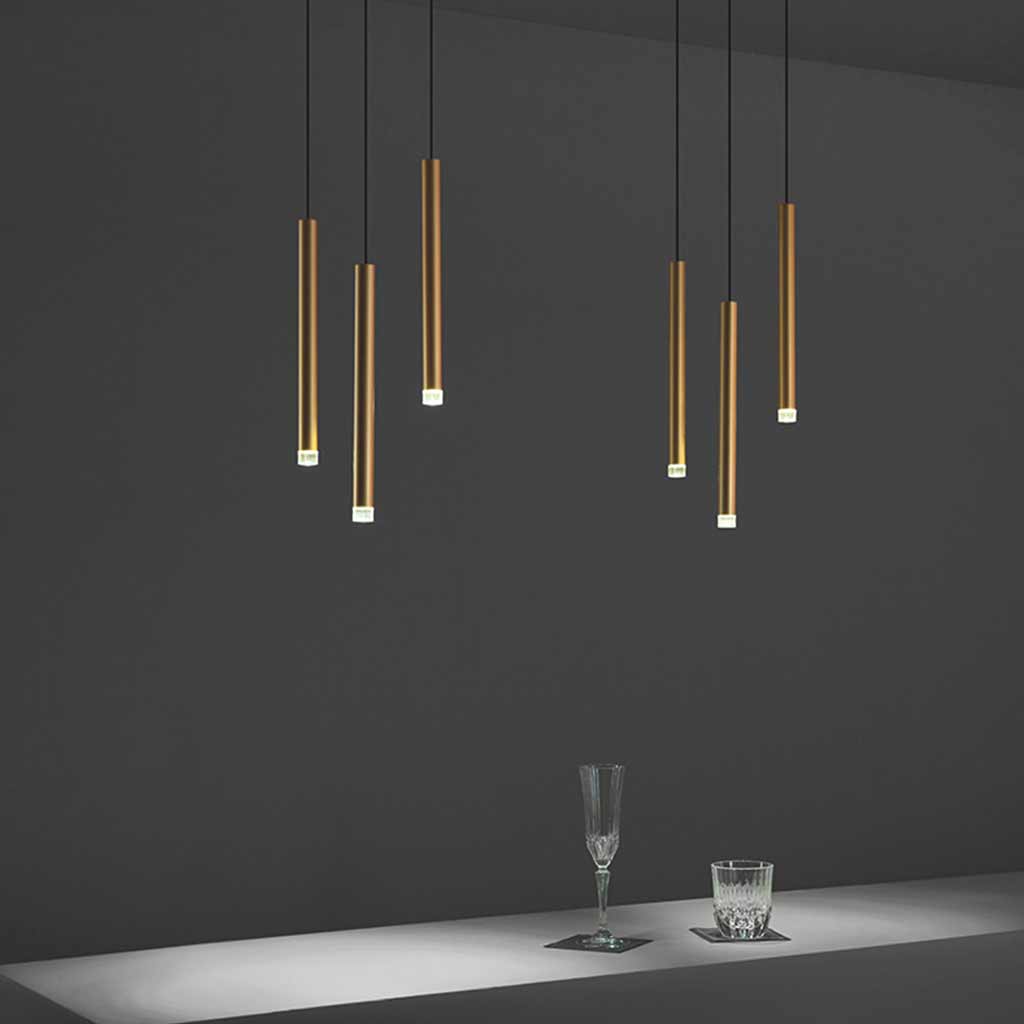 Suspension Minimaliste Tube LED, Or