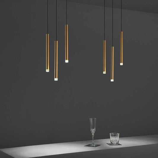 Suspension Minimaliste Tube LED, Or