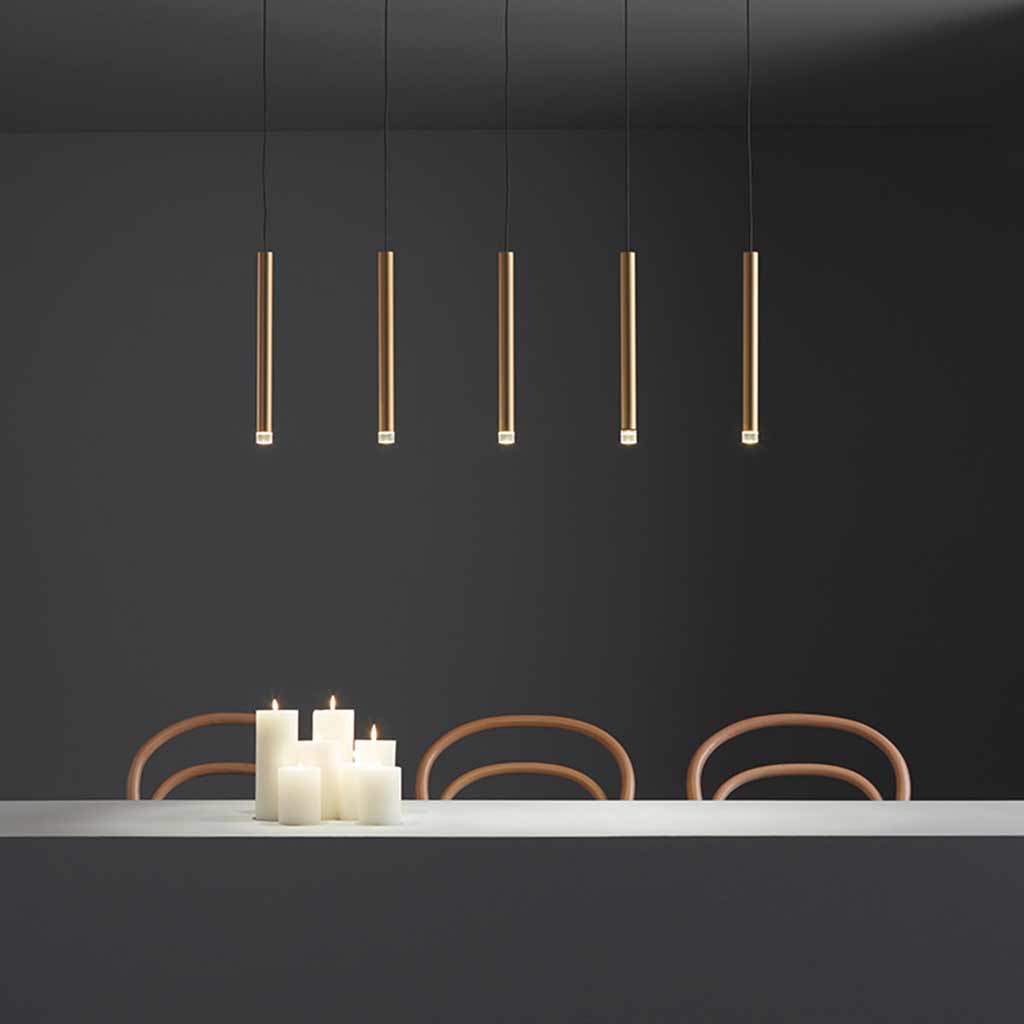 Suspension Minimaliste Tube LED, Or