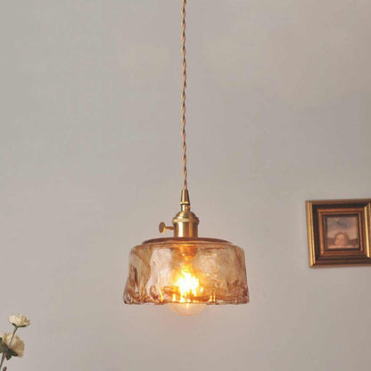 Suspension vintage en laiton avec verre ambre