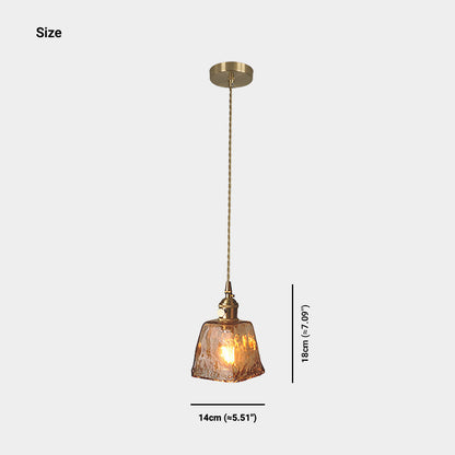 Suspension vintage en laiton avec verre ambre