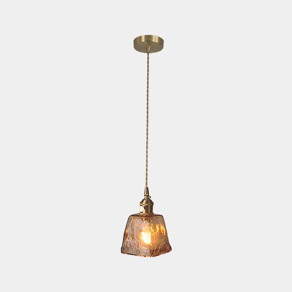 Suspension vintage en laiton avec verre ambre