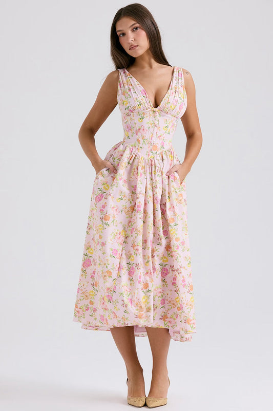 Robe de Mariée Vintage Décontractée à Fleurs pour Femmes | Midi