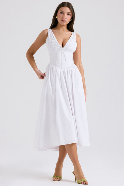 Vintage Casual Floral Wedding Dress for Women | Midi