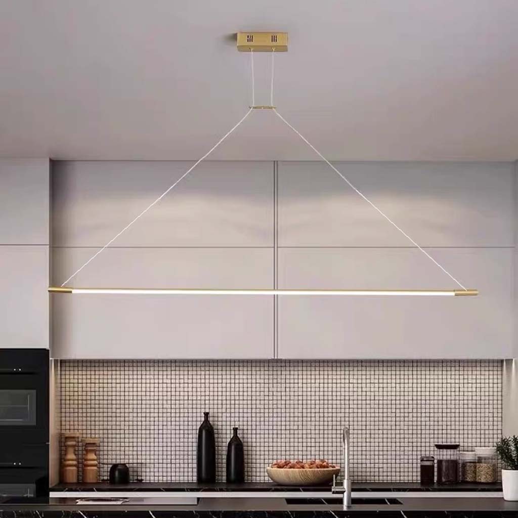 Suspension Moderne en Laiton Long Bar Linéaire LED, Or