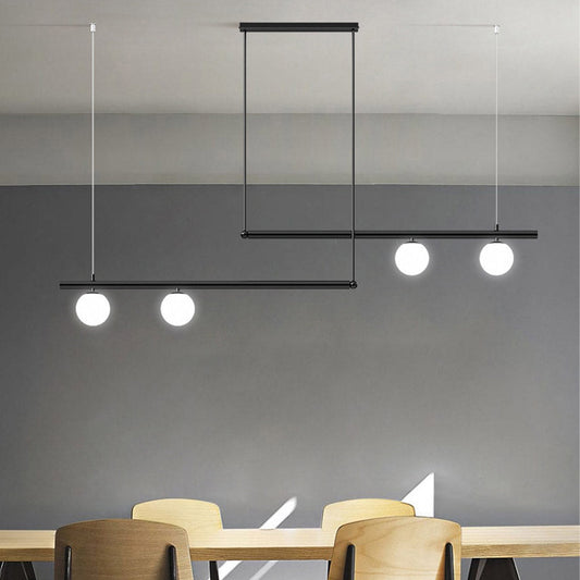 Suspension Linéaire Moderne Multi-Lampe, Noir/Or