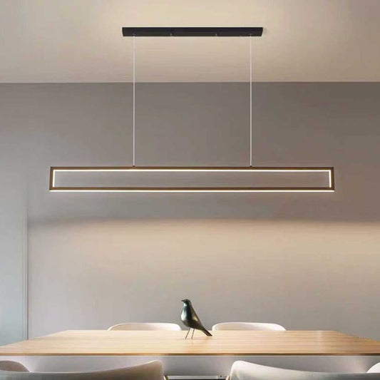 Suspension LED Moderne Minimaliste Linéaire Rectangulaire, Noir