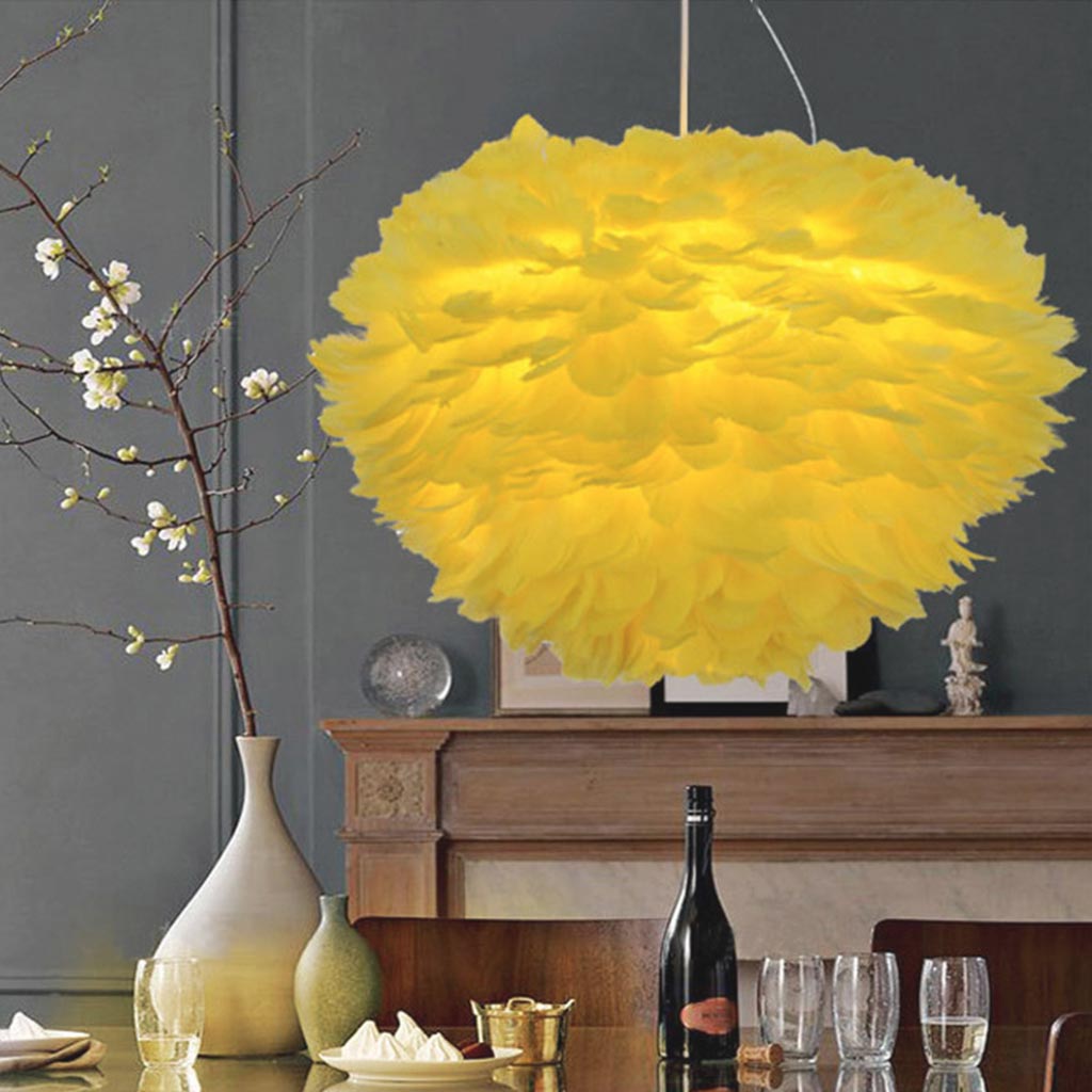 Suspension Lustre Luxe Plumes d'Oie Boule, 6 Couleurs