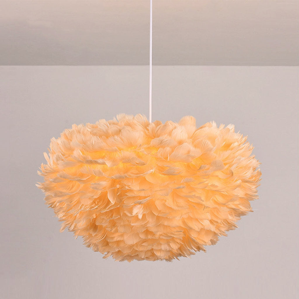 Suspension Lustre Luxe Plumes d'Oie Boule, 6 Couleurs