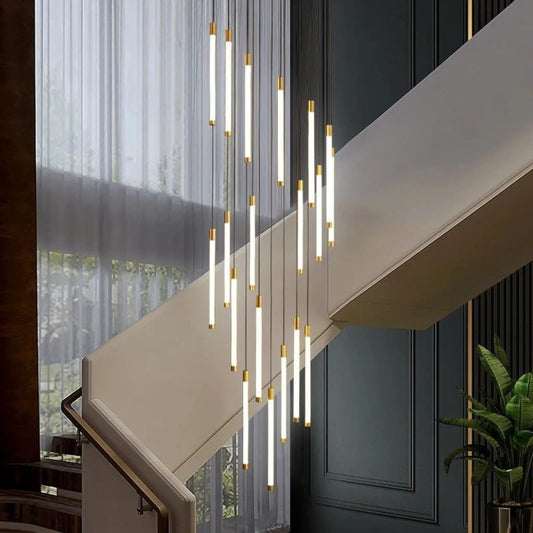 LuxeStairs - Golden LED Chandelier