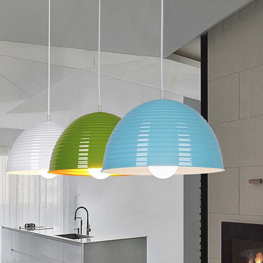 Suspension Potdeksel Dôme Métallique Minimaliste pour Cuisine/Salle à Manger, 6 Couleurs