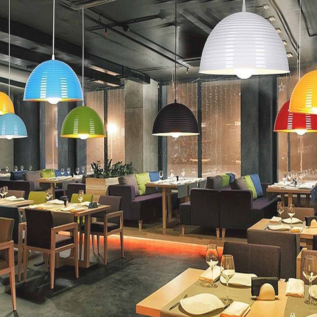 Suspension Potdeksel Dôme Métallique Minimaliste pour Cuisine/Salle à Manger, 6 Couleurs