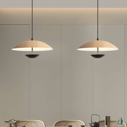 Suspension minimaliste de style japonais en forme de plat, tronc d'arbre et noir