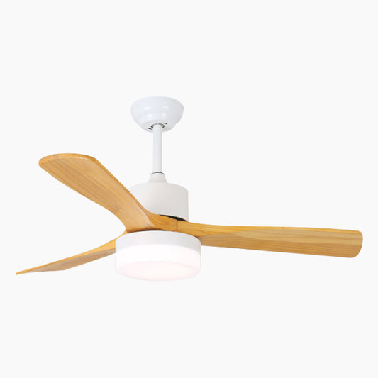 Ventilateur de plafond Lustre avec lumière, minimaliste, silencieux, en bois