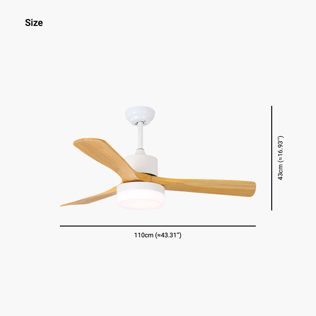 Ventilateur de plafond Lustre avec lumière, minimaliste, silencieux, en bois
