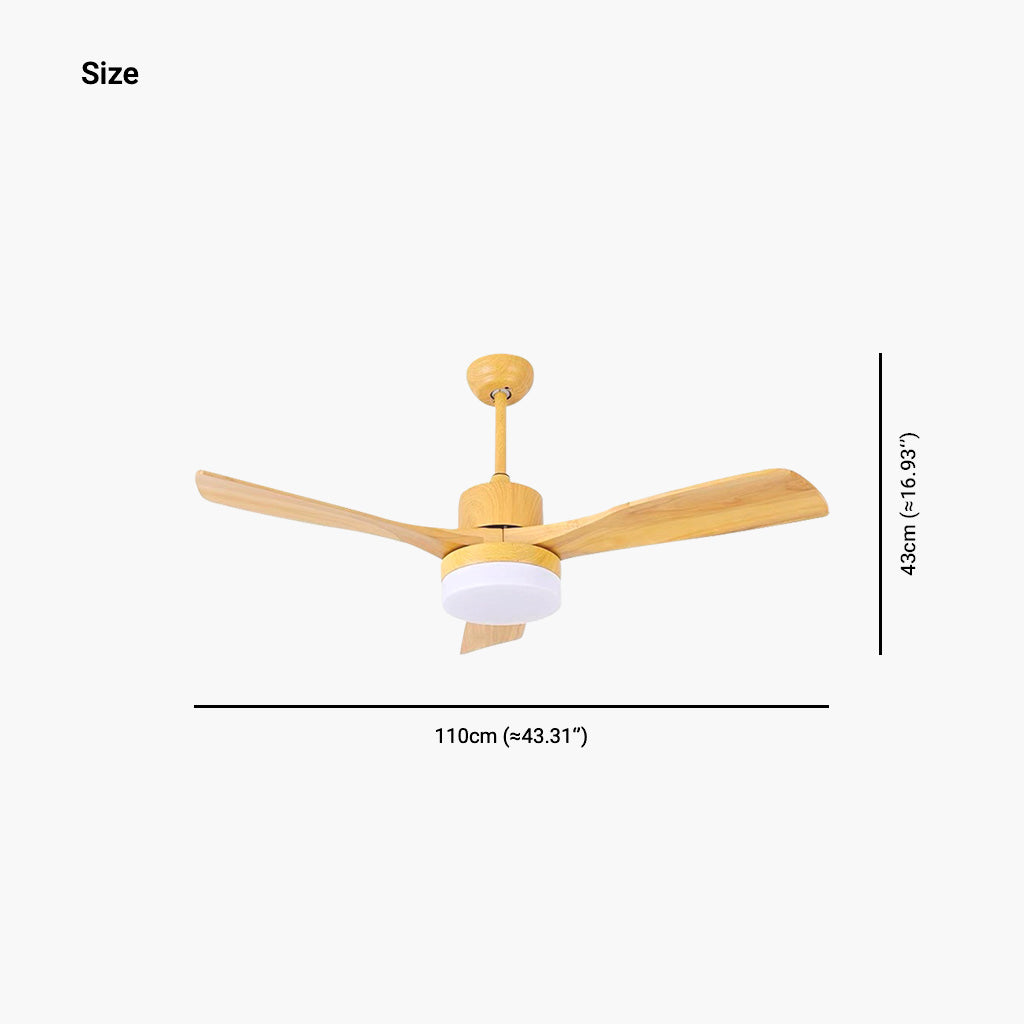 Ventilateur de plafond Lustre avec lumière, minimaliste, silencieux, en bois