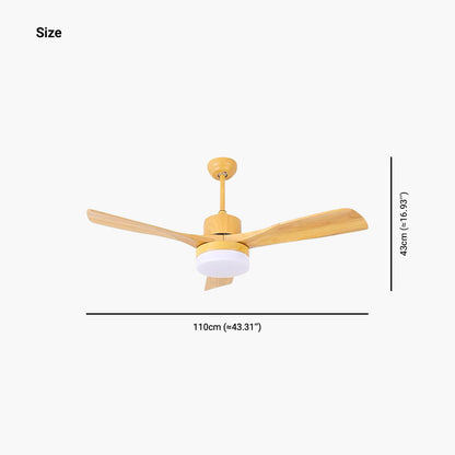 Ventilateur de plafond Lustre avec lumière, minimaliste, silencieux, en bois