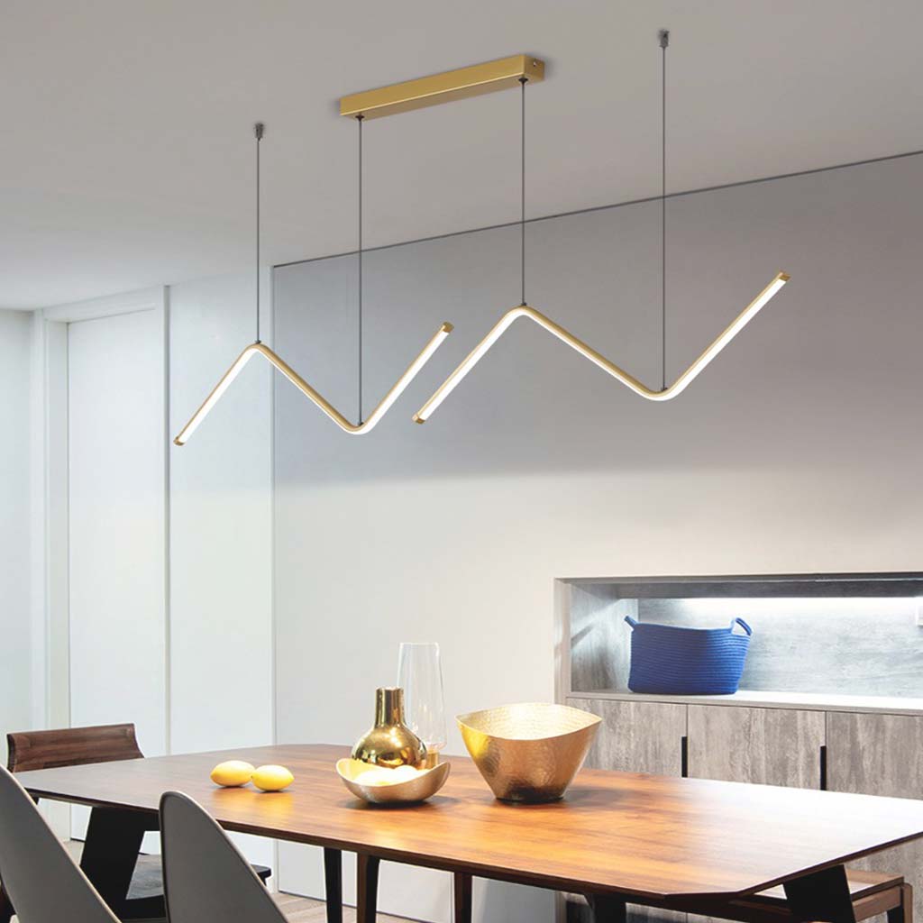Suspension LED Moderne Réglable Dimmable Wave Line, Or