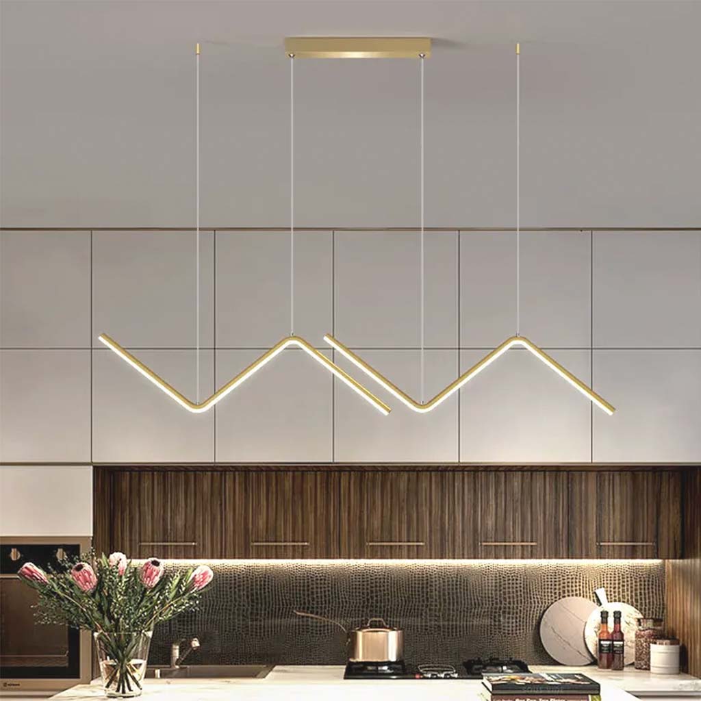 Suspension LED Moderne Réglable Dimmable Wave Line, Or